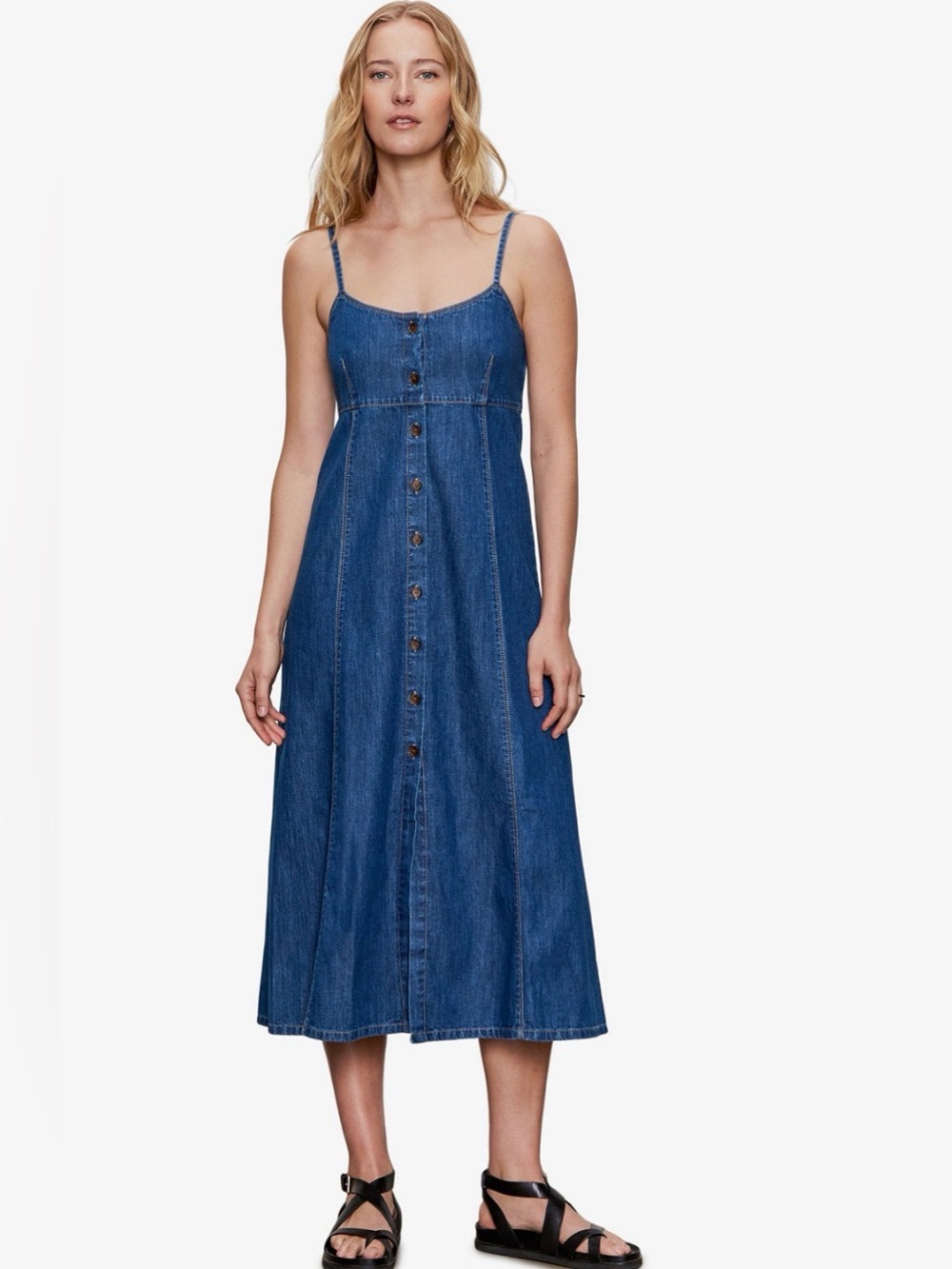 Sanctuary Women's Sweetheart Neck Wilder Spaghetti Straps Denim Dress - Picture 12 of 16
